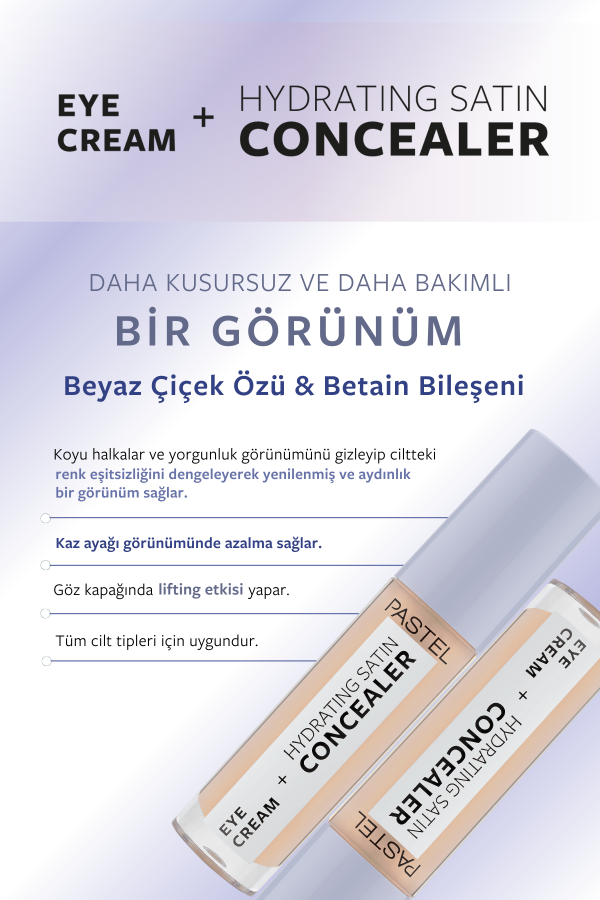 Pastel Eye Cream + Hydrating Satin Concealer 62 - Göz kremi + Göz Altı Kapatıcısı Ivory - 7