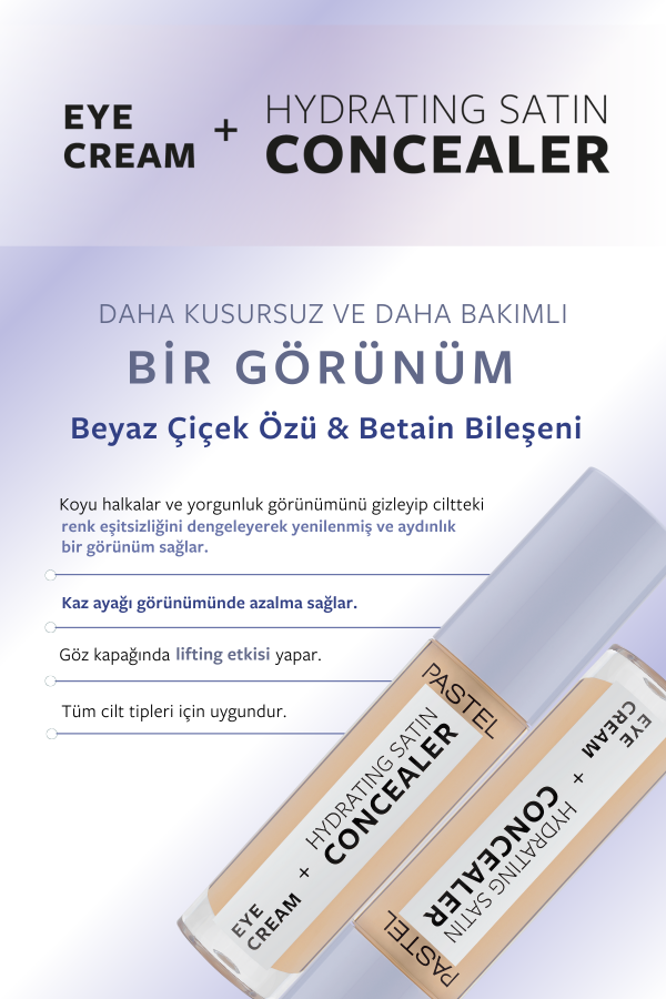Pastel Eye Cream + Hydrating Satin Concealer 66 - Göz kremi + Göz Altı Kapatıcısı Deep Medium - 7