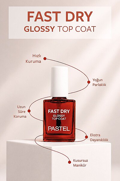 Pastel Fast Dry Glossy Top Coat - Oje Kurucusu - 4