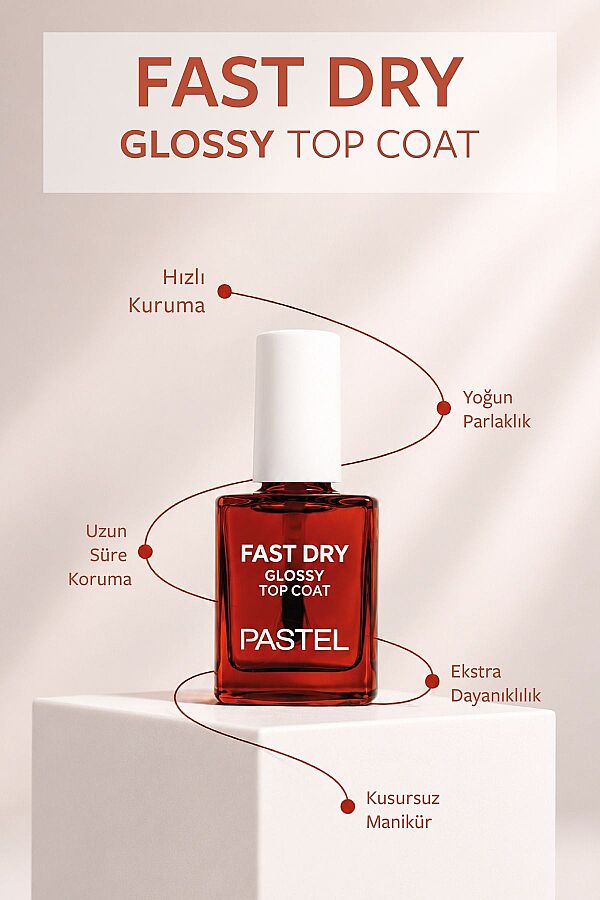 Pastel Fast Dry Glossy Top Coat - Oje Kurucusu - 4
