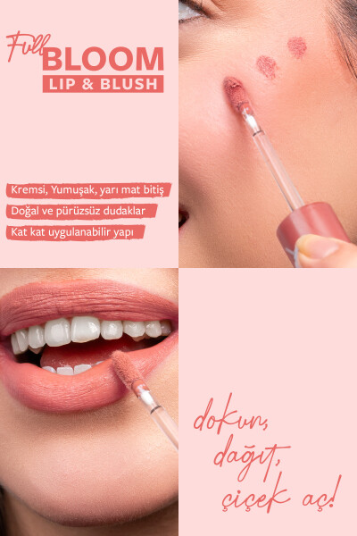 Pastel Full Bloom Lip & Blush - 73 Bellini - Dudak ve Yanak Renklendirici - Pastel (1)