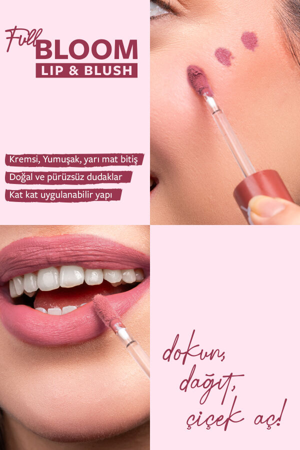 Pastel Full Bloom Lip & Blush - 76 Flora - Dudak ve Yanak Renklendirici - 2