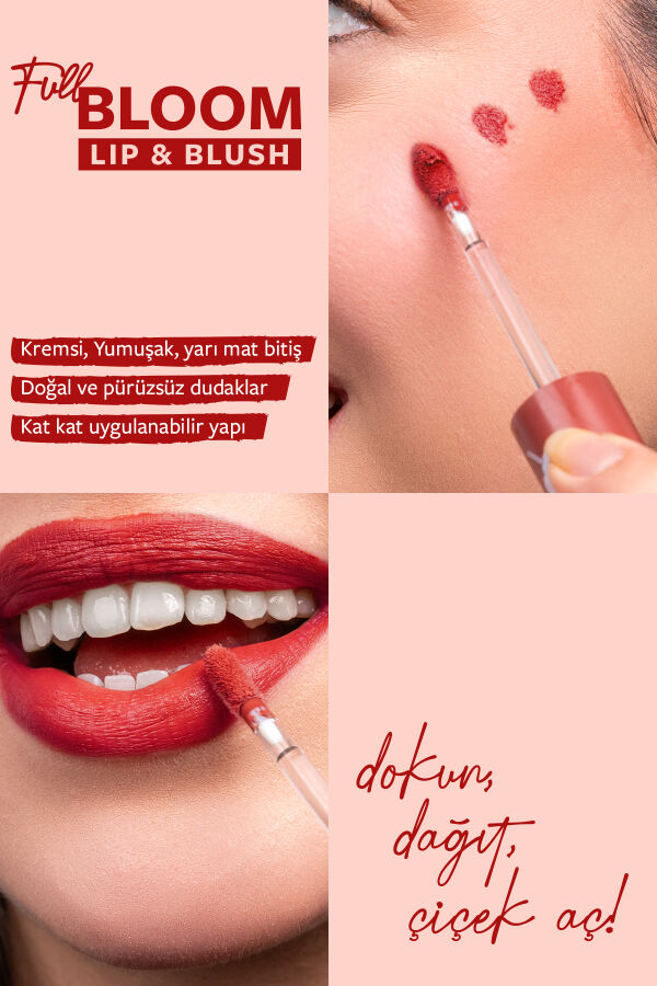 Pastel Full Bloom Lip & Blush - 8o Blossom - Dudak ve Yanak Renklendirici - 2