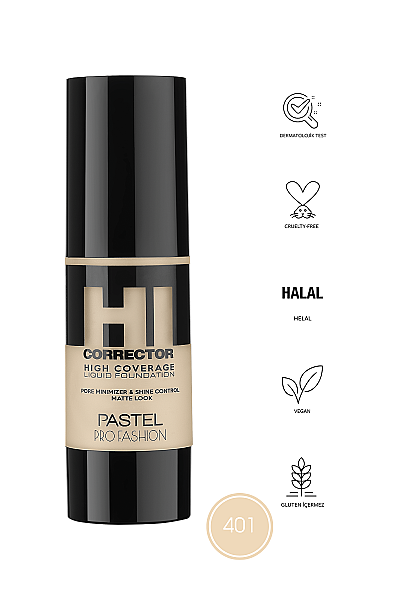 Pastel High Coverage Liquid Foundation - Likit Fondöten 401 - 3