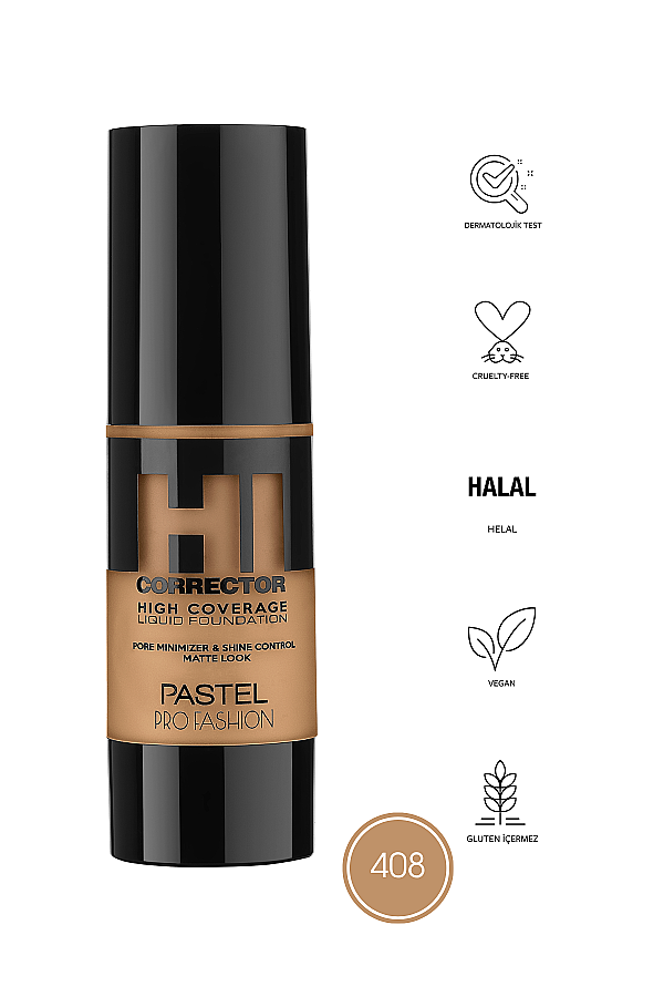 Pastel High Coverage Liquid Foundation - Likit Fondöten 408 - 3