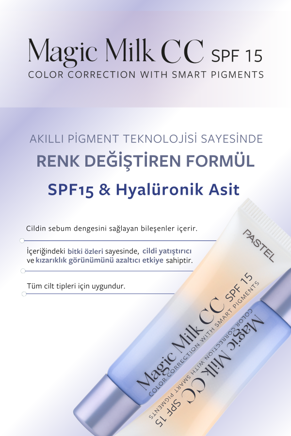 Pastel Magic Milk CC SPF 15 - Cilt Tonu Eşitleyici SPF 15 CC Krem 50 Light Medium - 8