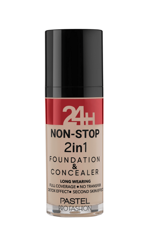 Pastel 24H Non-Stop 2in1 Fondöten & Kapatıcı 602 Light Porcelain - 1