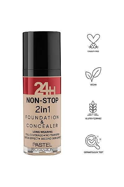 Pastel 24H Non-Stop 2in1 Fondöten & Kapatıcı 603 Ivory - 5