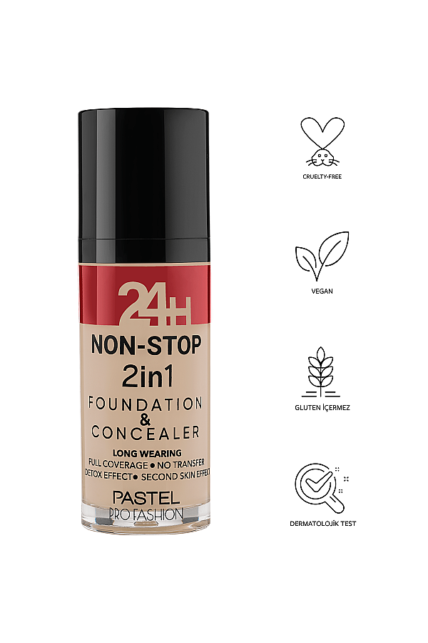 Pastel 24H Non-Stop 2in1 Fondöten & Kapatıcı 603 Ivory - 5