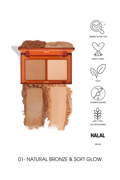 Pastel Bronzer&Highlighter Set Sun Kissed - Bronzlaştırıcı Ve Aydınlatıcı 01 Natural Bronze & Soft Glow - Pastel (1)