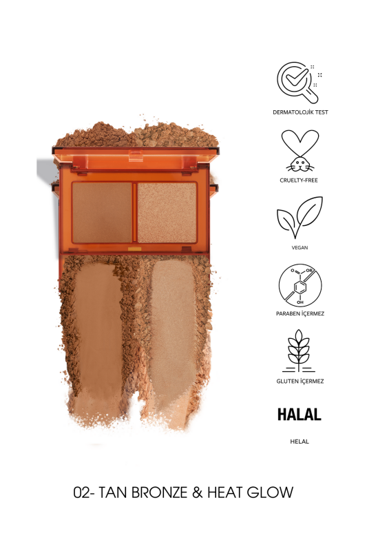 Pastel Bronzer&Highlighter Set Sun Kissed - Bronzlaştırıcı Ve Aydınlatıcı 02 Tan Bronze & Heat Glow - 2