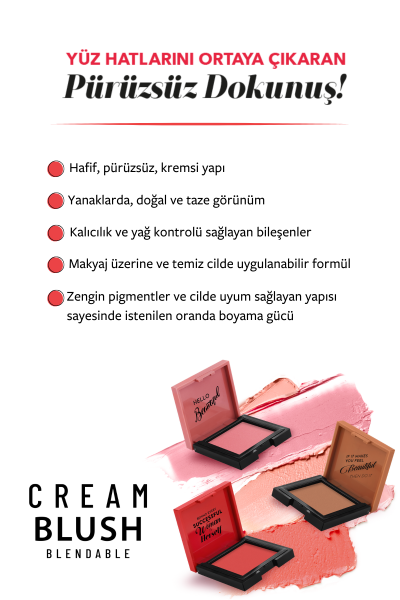 Pastel Cream Blush - Krem Allık 43 Scarlett - 4