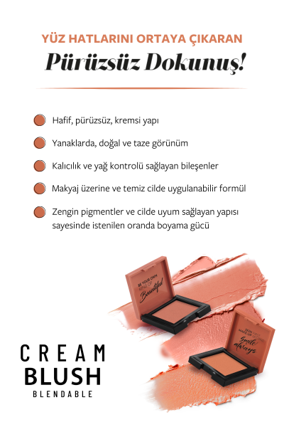 Pastel Cream Blush - Krem Allık 44 Blossom - 3