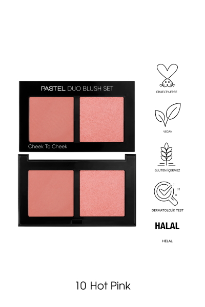 Pastel Duo Blush Set Cheek To Cheek - İkili Allık Seti 10 Hot Pink - Pastel (1)