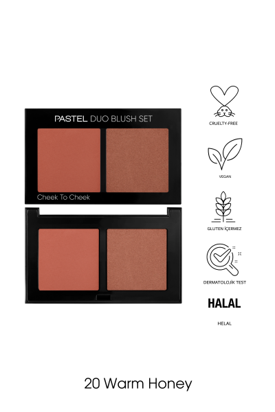 Pastel Duo Blush Set Cheek To Cheek - İkili Allık Seti 20 Warm Honey - Pastel (1)
