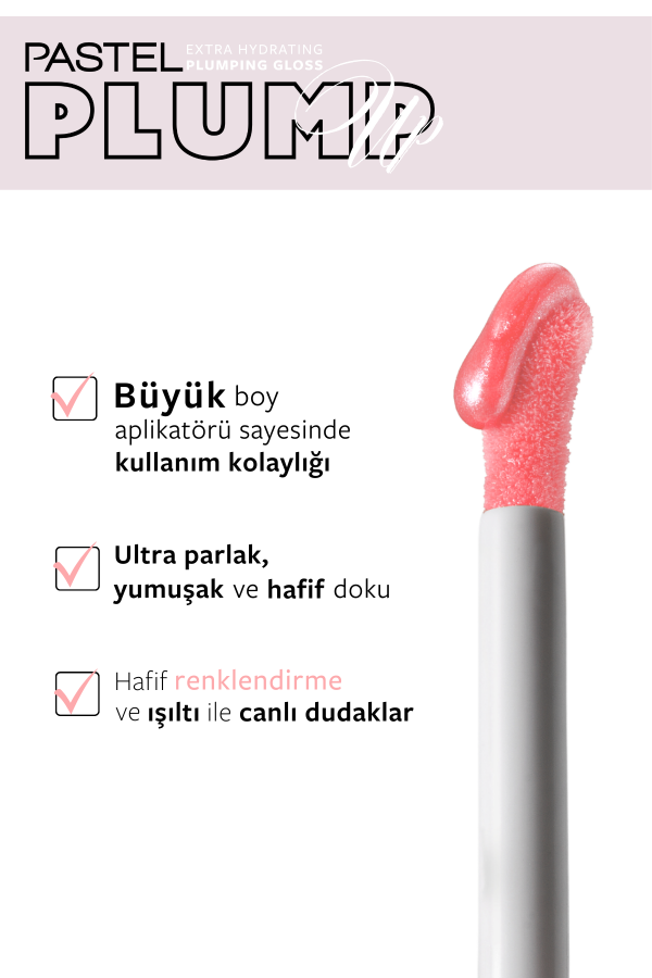 Pastel Plump Up 208 Shimmer Nude Extra Hydrating Plumping Gloss - Dolgunlaştıran Dudak Parlatıcısı - 4