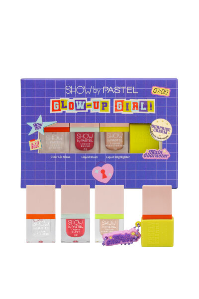 Show By Pastel Glow-Up Girl! Main Character Mini Kit (Liquid Blush Mini 52 & Liquid Highlighter Mini 72 & Clear Lip Gloss Mini) - Show By Pastel