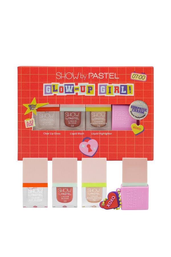 Show By Pastel Glow-Up Girl! Xoxo Mini Kit (Liquid Blush Mini 53 & Liquid Highlighter Mini 72 & Clear Lip Gloss Mini) - 1